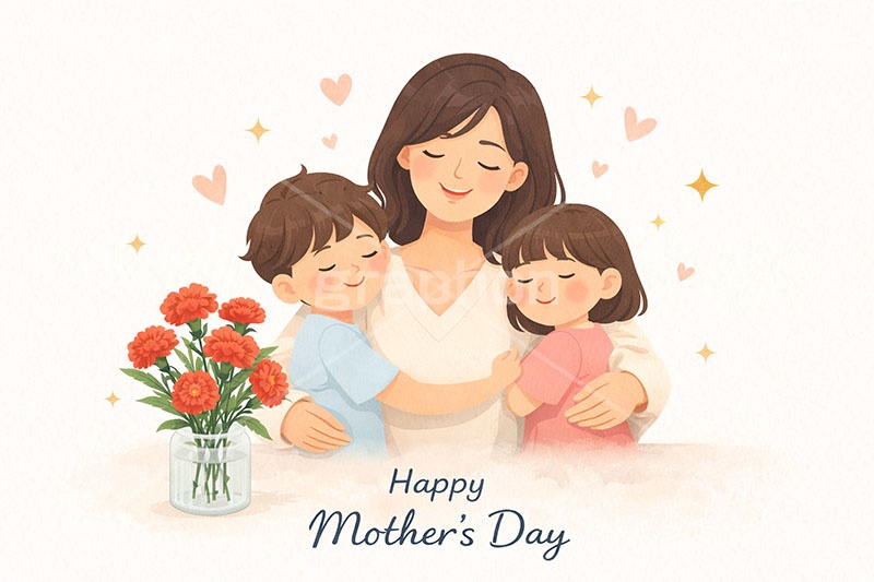 母の日イラスト,ありがとう,カーネーション,感謝,お礼,贈り物,母,お母さん,母の日,ママ,親,親子,照れ,笑顔,こども,子供,キッズ,息子,娘,男の子,女の子,キッズ,ボーイ,ガール,家族,文化,風習,行事,人物,男女,イベント,キャラクター,イラスト,プレゼント,ハート,heart,character,japan,kids,boy,girl,present,mother's day,event,illustration,AI生成素材