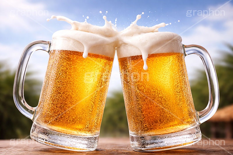 ビールで乾杯,ジョッキ,ビール,生ビール,ビア,ビールジョッキ,生中,大麦,麦芽,泡,飲み,家呑み,呑み,一杯,注がれた,冷え,夏,飲む,飲み物,飲料,飲み会,ドリンク,お酒,酒,アルコール,冷,グルメ,カンパイ,乾杯,垂れ,あふれる泡,beer,summer,AI生成素材