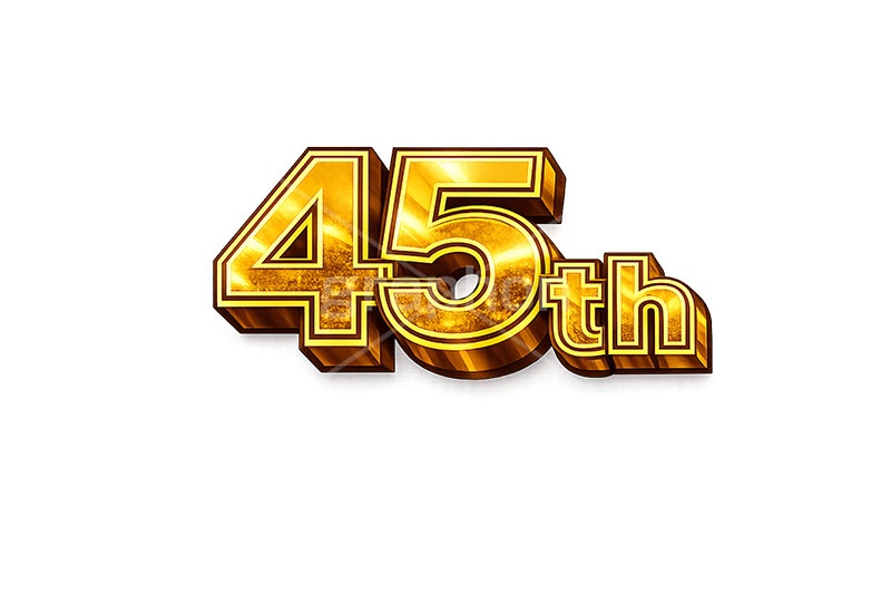 45th,記念日,豪華,45周年,広告,ポスター,チラシ,見出し,記念,お祝い,祝祭,周年,創立,設立,オープン,誕生,誕生日,テキスト,アニバーサリー,ゴールド,黄金,文字,文言,ポップ,宣伝,強調,アピール,プロモーション,販促,店舗,3D,3D文字,立体,メッセージ,message,text,pop,appeal,poster,promotion,anniversary,gold,AI生成素材