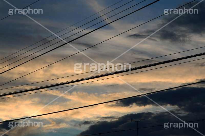 青空,空,晴,雲,お天気,空/天気,空/雲,夕日,夕焼け,電線