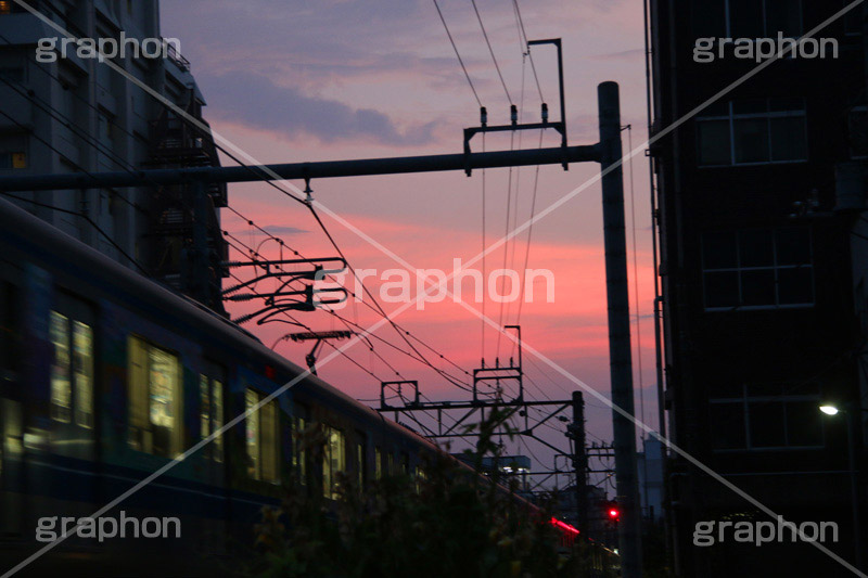 夕焼け線路,夕焼け,線路,線路沿い,鉄道,電車/鉄道,夕方,train