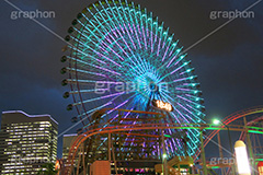 みなとみらい夜景,ランドマーク,観覧車,横浜,よこはま,ヨコハマ,神奈川,みなとみらい,21,夜,夜景,曇り,曇り雲,きれい,綺麗,キレイ,ベイサイド