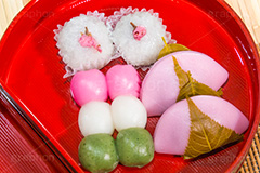 お花見和菓子セット,三色団子,桜餅,もち,おもち,おはぎ,お花見,花見,さくら,桜,春,お重,箱,あんこ,餡子,だんご,団子,お菓子,菓子,和菓子,お茶,お茶請け,スイーツ,和,和風,お茶,デザート,おやつ,グルメ,甘味,茶会,ひな祭り,雛祭り,ひなまつり,花より団子,sweet,dessert,japan,spring