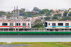 東横線,多摩川,車両,線路,目黒線,すれ違い,電車/鉄道,鉄道橋,橋梁,train