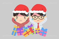 クリスマスプレゼント,プレゼント,サンタ,サンタクロース,家族でクリスマス,クリスマス,パーティー,ホームパーティー,お父さん,お母さん,父,母,両親,親,家族,親子,お家,ファミリー,文化,風習,行事,人物,男女,キャラクター,イラスト,かわいい,カワイイ,可愛い,帽子,願い,苦悩,悩み,焦り,悩む,冬,character,japan,kids,boy,girl,party,illustration,christmas,xmas,winter,family,present,Santa Claus