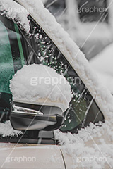 車に積もった雪,雪,ゆき,積,冬,積雪,車,フロント,サイドミラー,snow,winter,フルサイズ撮影