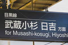 目黒線,武蔵小杉,日吉,方面,ホーム,駅,看板,標示,乗換,乗り換え,乗換え,電車/鉄道,train,japan,フルサイズ撮影