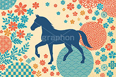午年シンプルイラスト,和柄,花柄,馬イラスト,午,馬,うま,ウマ,午年,干支,正月,お正月,年賀状,2026午年,2026,午年年賀状,新年,シルエット,ニューイヤー,アニバーサリー,イラスト,illustration,japan,horse,silhouette