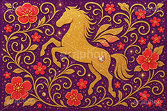 キラキラ馬ジュエル,キラキラ,ラインストーン,ジュエル,ペガサス,唐草,唐草模様,花柄,馬イラスト,午,馬,うま,ウマ,午年,干支,正月,お正月,年賀状,2026午年,午年年賀状,新年,ニューイヤー,アニバーサリー,イラスト,illustration,japan,horse