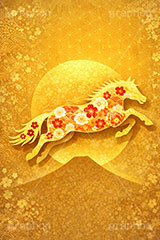 午年イラスト和柄,午年シンプルイラスト,和柄,馬イラスト,午,馬,うま,ウマ,金箔,金粉,富士山,初日の出,日の出,午年,干支,正月,お正月,年賀状,2026午年,午年年賀状,新年,ニューイヤー,アニバーサリー,イラスト,illustration,japan,horse