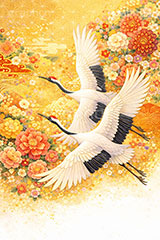 鶴のイラスト,花柄,和柄,鶴,つる,ツル,野鳥,鳥,屛風,めでたい,正月,お正月,年賀状,新年,ニューイヤー,アニバーサリー,イラスト,illustration,japan,crane