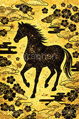 午年イラスト和柄,午年シンプルイラスト,和柄,馬イラスト,午,馬,うま,ウマ,金箔,金粉,松,梅,午年,金屛風,屏風,干支,正月,お正月,年賀状,2026午年,午年年賀状,新年,ニューイヤー,アニバーサリー,イラスト,illustration,japan,horse