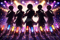 アイドル,イケメン,ライブステージ,ステージ,推し,推し活,舞台,ライブ,ライヴ,コンサート,シアター,ホール,背景,照明,音楽,主役,ミュージック,ライト,スポットライト,イラスト,illustration,light,frame,hall,theater,live,stage,music