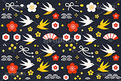 和柄背景,年賀,年賀状,お正月,正月,和柄,花柄,和,和風,雲柄,波柄,紐,扇子,梅,つばめ,燕,ツバメ,ハイカラ,はいから,おめでたい,ひな祭り,雛祭り,ひなまつり,event,japan