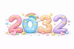 2032(クレイ),年号,西暦,クレイ,クレイアート,ねんど,粘土,虹,星,レインボー,年賀状,お正月,正月,年明け,新年,ニューイヤー,アニバーサリー,イベント,行事,ポップ,かわいい,カワイイ,可愛い,メッセージ,テキスト,message,text,POP,event,anniversary,clay,rainbow,2032