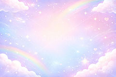 メルヘン背景,レインボー,七色,なないろ,カラフル,メルヘン,パステル,かわいい,カワイイ,キラキラ,可愛い,空,雲,天空,イラスト,illustration,japan,rainbow,colorful,pastel,cute