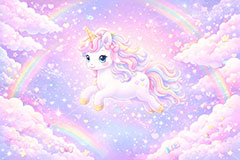 メルヘン背景,七色ユニコーン,ユニコーン,七色,なないろ,カラフル,レインボー,馬イラスト,午,馬,うま,ウマ,伝説,角,メルヘン,かわいい,カワイイ,キラキラ,可愛い,午年,干支,正月,お正月,年賀状,2026午年, 午年年賀状,新年,ニューイヤー,アニバーサリー,イラスト,illustration,japan,horse,rainbow,colorful,unicorn,pastel,cute