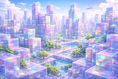 キューブワールド,キューブ,ワールド,アクリル,透明,透け,立体,立方体,箱,未来,近未来,都会,都市,街,ビル,デジタル,不思議,cube,box,digital,future,city,building