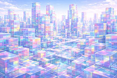 キューブワールド,キューブ,ワールド,アクリル,透明,透け,立体,立方体,箱,未来,近未来,都会,都市,街,ビル,デジタル,不思議,cube,box,digital,future,city,building