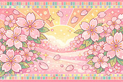 ハイカラ桜,ハイカラ,レトロ,桜,さくら,サクラ,花見,ブロッサム,春,花,花びら,花弁,背景,キラキラ,イラスト,blossom,spring,flower