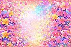 カラフル・ブロッサム,カラフル,桜,さくら,サクラ,花見,ブロッサム,春,花,花びら,花弁,背景,POP,ポップ,イラスト,blossom,spring,flower,colorful