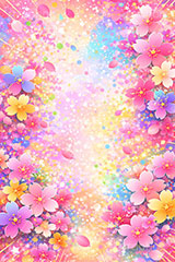 カラフル・ブロッサム,カラフル,桜,さくら,サクラ,花見,ブロッサム,春,花,花びら,花弁,背景,POP,ポップ,イラスト,blossom,spring,flower,colorful