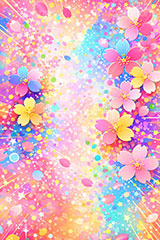カラフル・ブロッサム,カラフル,桜,さくら,サクラ,花見,ブロッサム,春,花,花びら,花弁,背景,POP,ポップ,イラスト,blossom,spring,flower,colorful