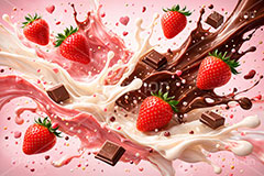 甘い衝撃,衝撃,ホワイトチョコレート,ミルクチョコレート,板チョコ,苺,いちご,ストロベリー,バレンタイン,バレンタインデー,チョコレート,溶ける,溶け,菓子,お菓子,告白,愛,恋,恋愛,ラブ,らぶ,女子力,ガーリー,甘い,スイーツ,chocolate,valentine,sweet,strawberry,AI生成素材
