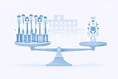 医師不足,人員不足,AI,ロボット,医療問題,社会問題,問題,天秤,てんびん,高齢化,医師,医療,通院,病院,診察,病室,ヘルスケア,ケア,メディカル,健康,人物,キャラクター,おじいさん,おばあさん,おじさん,おばさん,お年寄り,高齢者,シニア,イラスト,illustration,healthcare,health,hospital,medical,AI生成素材