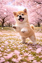 春の散歩,桜のじゅうたん,桜,さくら,サクラ,春,花見,花弁,花びら,散る,桜の花びら,花吹雪,公園,散歩,豆柴の子犬,公園,いぬ,イヌ,犬,子犬,ドッグ,豆柴,かわいい,カワイイ,可愛い,キュート,ペット,動物,cute,pet,dog,spring,AI生成素材