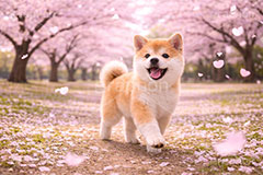 春の散歩,桜のじゅうたん,桜,さくら,サクラ,春,花見,花弁,花びら,散る,桜の花びら,花吹雪,公園,散歩,豆柴の子犬,公園,いぬ,イヌ,犬,子犬,ドッグ,豆柴,かわいい,カワイイ,可愛い,キュート,ペット,動物,cute,pet,dog,spring,AI生成素材