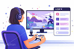 ゲーム実況,ゲーム,コントローラー,ライブ配信,配信,ライバー,インフルエンサー,VTuber,配信,ライブ,コメント欄,コメント,チャット,モニタ,パソコン,マイク,ヘッドホン,ヘッドフォン,機材,放送,映像,動画,実況,配信素材,人物,女性,イラスト,illustration,SNS,PC,monitor,mic,live,streamer,AI生成素材