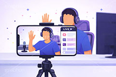 ライブ配信,配信,スマホ,スマートフォン,ライバー,インフルエンサー,VTuber,配信,ライブ,ゲーム実況,コメント欄,コメント,チャット,モニタ,カメラ,パソコン,ヘッドホン,ヘッドフォン,三脚,機材,放送,映像,動画,実況,配信素材,人物,男性,イラスト,illustration,SNS,PC,monitor,mic,live,streamer,AI生成素材