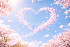 桜ハート,ハート,花吹雪,桜,さくら,サクラ,花見,ブロッサム,春,花,花びら,花弁,背景,blossom,spring,flower,heart,AI生成素材
