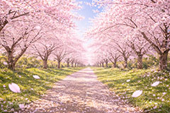 桜並木,満開,桜,さくら,サクラ,花見,ブロッサム,春,花,花びら,花弁,背景,blossom,spring,flower,AI生成素材