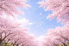 桜と青空,青空,空,満開,花吹雪,爽やか,さわやか,桜,さくら,サクラ,花見,ブロッサム,春,花,花びら,花弁,背景,blossom,spring,flower,AI生成素材
