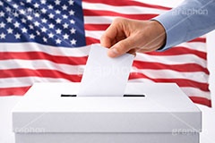 投票,選挙,投票率,投票箱,国旗,アメリカ,合衆国,無記名,記入,投入,用紙,与党,野党,政治,経済,速報,支持率,政権,制度,法律,法,手,ニュース,記事,news,box,election,vote,politics,japan,america,AI生成素材