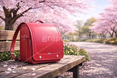 新入学,ランドセル,入学式,新学期,入学,学校,小学校,小学生,通学,公園,満開,桜,さくら,サクラ,花見,ブロッサム,春,花,花びら,花弁,背景,blossom,spring,flower,school,AI生成素材