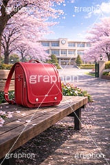 新入学,ランドセル,入学式,春の学校,新学期,入学,学校,校門,小学校,小学生,通学,満開,桜,さくら,サクラ,花見,ブロッサム,春,花,花びら,花弁,背景,blossom,spring,flower,school,AI生成素材