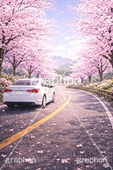 春のドライブ,ドライブ,車,春旅,出会い,旅,旅行,旅,国内旅行,満開,桜,さくら,サクラ,花見,ブロッサム,春,花,花びら,花弁,,blossom,spring,flower,travel,AI生成素材