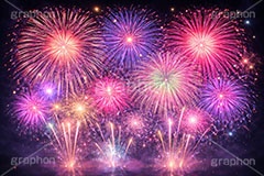 打ち上げ花火,花火,はなび,花火大会,祭り,夏祭り,夏,火花,風物詩,打ち上げ,打上,打上花火,華火,煙火,綺麗,きれい,キレイ,火薬,火,季語,まつり,派手,スターマイン,アニバーサリー,anniversary,fireworks,AI生成素材