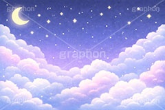 夜空,夜,月,入眠,眠る,睡眠,夢,メルヘン,可愛い,かわいい,カワイイ,背景,イラスト,illustration,bg,cute,AI生成素材