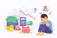 お金の悩み,不安,資産運用,資産,金,お金,マネー,チャート上昇,チャート,コイン,通貨,株,株価,株価指数,上昇,急騰,下落,暴落,家計,積立,積み立て,投資,企業,決算,円安,仮想通貨,不動産,金利,グラフ,トレード,ローソク足,損失,ニュース,記事,人物,女性,news,NISA,経済,GDP,chart,graph,money,trade,coin,AI生成素材