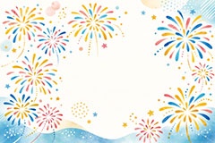 花火フレーム,花火柄,花火,打上げ,打ち上げ,夏祭り,祭り,夜,花火大会,夏,風物詩,季語,模様,もよう,柄,がら,サマー,和,和風,水彩,フレーム,frame,summer,fireworks,japan,AI生成素材