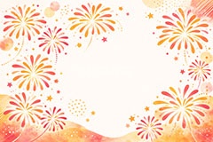 花火フレーム,花火柄,花火,打上げ,打ち上げ,夏祭り,祭り,夜,花火大会,夏,風物詩,季語,模様,もよう,柄,がら,サマー,和,和風,水彩,フレーム,frame,summer,fireworks,japan,AI生成素材