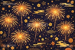 花火柄,和柄,和,和風,花火,打上げ,打ち上げ,夏祭り,祭り,夜,花火大会,夏,風物詩,季語,模様,もよう,柄,がら,サマー,summer,fireworks,japan,AI生成素材