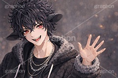 黒羊のイケメン,黒羊,ひつじ,ヒツジ,羊,シープ,擬人化,イケメン,男子,男の子,美男子,人物,カッコイイ,かっこいい,クール,やんちゃ,ストリート系,未,未年,干支,もこもこ,モコモコ,イラスト,キャラクター,illustration,sheep,character,japan,clay,AI生成素材