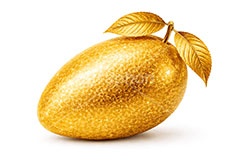 金のマンゴー,マンゴー,金のフルーツ,リッチ,ゴールド,高級,高価,キラキラ,ラメ,セレブ,面白い,おもしろ,rich,gold,fruit,mango,AI生成素材