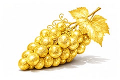 金のブドウ,ブドウ,ぶどう,葡萄,グレープ,金のフルーツ,リッチ,ゴールド,高級,高価,キラキラ,ラメ,セレブ,面白い,おもしろ,rich,gold,fruit,grape,AI生成素材
