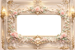 プリンセスの額縁,プリンセス,ロココ調,姫系,ロリータ,額縁,額,額ブチ,絵画,西洋,洋館,高貴,フレーム,frame,AI生成素材